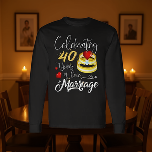 Camiseta de manga larga para el 40.º aniversario de boda, 40 años de amor y matrimonio - Product Image 3