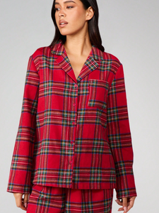 Low MOQ Custom Cotton-like Button Down Long Sleeve Solid <b>Women</b> Pajamas Set with Pocket for Christmas Manufacturer - Product Image 2