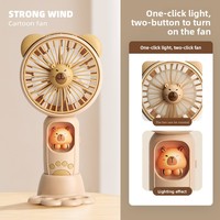 Ventilateur portable électrique en plastique avec design de dessin animé, rechargeable par USB, avec lumière, pour voiture, extérieur, maison, camping-car, hôtel, garage