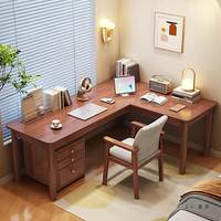 Bureau d'ordinateur en bois massif en forme de 7 pour chambre à coucher, bureau à domicile ou bureau d'étudiant, design élégant de bureau d'angle