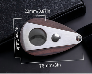 Coupe-cigares en acier inoxydable de 22 mm de diamètre pour la vente en gros |   Guillotine en bois de luxe avec incrustations, vente en gros YunAng OEM - Product Image 6