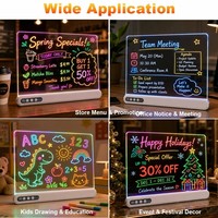Tableau d'affichage lumineux en acrylique réinscriptible, tableau de dessin lumineux DIY pour enfants, lampe à messages avec 7 stylos colorés