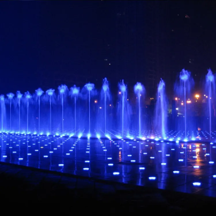 Fontane a ponte asciutte all'aperto personalizzate RGB Light Music Control Dancing Water Floor Fountain