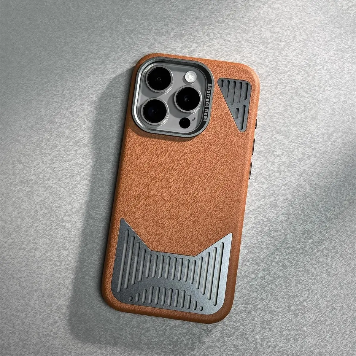 Lüks darbeye dayanıklı Metal Lens hakiki deri telefon iPhone için kılıf 15 14 13 12 Pro Max arka kapak nefes ısı dağılımı