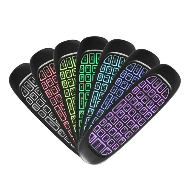 In Stock C120 Backlit air Mouse 2.4G Wireless Rechargeable 7 Colours Mini Keyboard Universal Remote Control for Android TV BOX