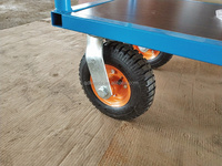 Carretilla de Plataforma con Cuatro Ruedas Neumáticas de 8 Pulgadas, de Acero y Goma, OEM, Capacidad de Carga de 300 kg, Certificación CE, Herramientas para Almacenes y Compras