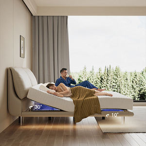 Cadre de lit électrique intelligent en cuir luxueux et moderne |   Lit plateforme zéro gravité avec chargement USB |   Très résistant, taille King - Product Image 5
