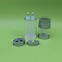 Flacon pompe airless à double compartiment pour emballage cosmétique, idéal pour deux formules de sérum ou crème, personnalisable avec logo, pour soins de la peau