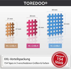 टोरेडो क्रॉस टेप एक्यूपंक्चर Crosstapes-154 टुकड़े टाइप ए/बी/सी नीले/गुलाबी/त्वचा से प्रमाणित लेटेक्स मुक्त इष्टतम ट्रिगर बिंदु - Product Image 3