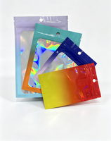 Sachet Mylar personnalisé effet arc-en-ciel, pochette à fermeture éclair autoportante, emballage transparent à face frontale pour maquillage et jouets