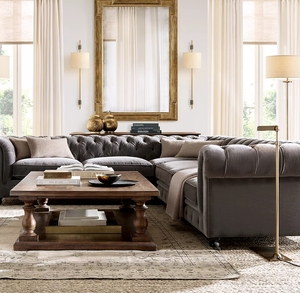 Luxus benutzer definierte Farbe europäischen Stil Chesterfield U modulare <span class=keywords><strong>Sofa</strong></span> garnitur Wohnzimmer möbel