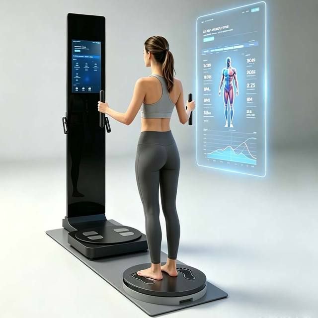 360 3D Body Shape Scanner Gym Body Dimension Measuring Machine 8 Point Sensor Figure Le Data Report Printing App Connection