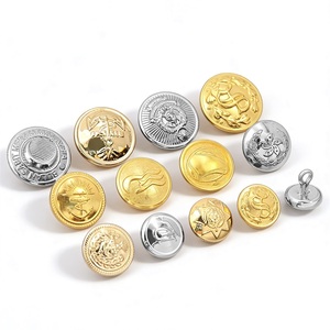 Metal Round Shank <b>Buttons</b> with Embossed Logo Gold and Silver Classic Style for Uniforms and Formal Wear - Product Image 2