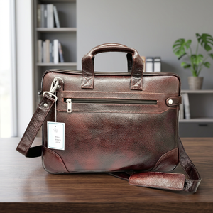 WRIZA Business Large Capacity Men's Waterproof Crossbody <b>Bag</b> Soft Genuine PU Leather Briefcase <b>Shoulder</b> <b>Strap</b> Modern Lightweight - Product Image 2