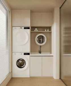 Ensemble de meuble-lavabo pour buanderie en bois massif moderne pour machine à laver avec un design élégant - Product Image 3