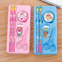 Set de Papelería Kawaii con Logotipo Personalizado, Lápices de Dibujos Animados, Borrador, Sacapuntas, Tijeras, Útiles Escolares, Set de Papelería Creativa para Niños