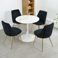 Table de salle à manger ronde blanche de luxe plateau en MDF table à manger à base ronde ensemble de 4 chaises