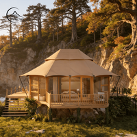 Tente de glamping de luxe préfabriquée toute saison, comme une vraie villa avec salle de bain et structure en acier pour climat rigoureux