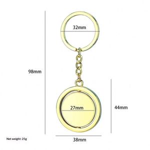 <b>Custom</b> UV Printing Double-sided Rotating Zinc Alloy Keychain School Badge Corporate Culture Blank Pendant Metal Keyring - Product Image 4