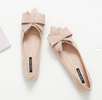 Ballerines à nœud pour femmes, bout pointu, chaussures plates décontractées en daim, élégantes pour le travail, mocassins à enfiler