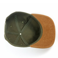 Casquette Snapback en Coton Suede à 6 Panneaux avec Logo Personnalisé, Étiquette en Cuir, Coutures Bicolores et Visière Plate Style Hip Hop