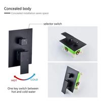 Ensemble de robinetterie sanitaire noir mat pour salle de bain, mitigeur mural encastré avec jet de pluie doux