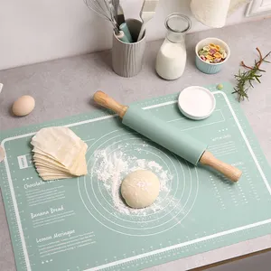 Tampon à pétrir en silicone avec logo personnalisé rouleau à pâtisserie en bois tapis de pâtisserie sans BPA outils de cuisson et de pâtisserie