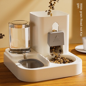Bol d'alimentation en eau automatique deux-en-un en plastique pour chat et chien Nouvelles fournitures pour animaux de compagnie en gros avec bol en acier inoxydable - Product Image 2