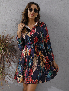 <span class=keywords><strong>Macallan</strong></span> ropa de manga larga Casual Ruffle vestido camisas vestido vestidos casuales con estampado - Product Image 2