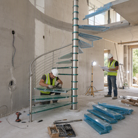 Escalier en colimaçon moderne, kit d'escaliers flottants intérieurs, escalier modulaire en verre trempé et acier, appartement écologique et sûr