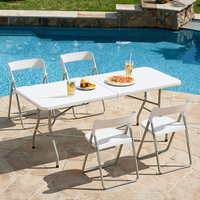 Vente en gros Table pliante blanche pour jardin extérieur en plastique Table rectangulaire pour fêtes Mariage Chaises pliantes en plastique