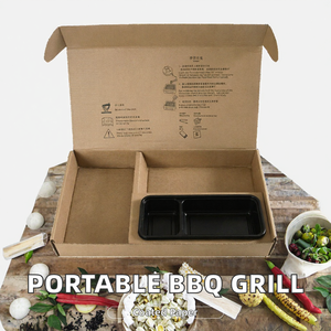 Barbecue portable écologique jetable avec poignée, ensemble boîte à bento et grill à charbon pour usage extérieur (idéal pour les chewing-gums) - Product Image 2