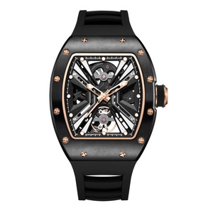 Montre Homme Mechanical <b>Watches</b> Custom Logo Hollow Out Barrel Automatic Skeleton <b>Watch</b> for Men - Product Image 1