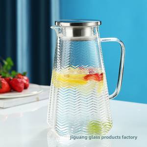 Nueva llegada de lujo de vidrio de borosilicato hervidor de gran capacidad patrón ondulado taza de agua Jarra de jugo clásico creativo accesible jarra - Product Image 2