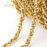 Chaîne torsadée KAVNAR en gros, plaquée or 18 carats PVD, en acier inoxydable, maillons tressés, bijoux hip-hop DIY pour hommes