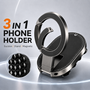 Supporto Magnetico 3 in 1 per <span class=keywords><strong>Telefono</strong></span>, Pieghevole e Rotante, <span class=keywords><strong>Mini</strong></span> Stand a Vuoto con Montaggio Magnetico Bilaterale - Product Image 1