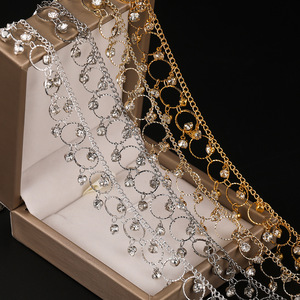 Chaîne en cuivre en forme de goutte d'eau avec zircon, strass 4x6mm, chaîne de 2,3mm, accessoire de bijouterie DIY, décoration capillaire de mariée - Product Image 5
