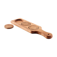 Ensemble de sous-verres ronds irréguliers personnalisés en bois d'acacia et en noyer noir avec fonction magnétique Tapis isolés et tampons gravés au laser