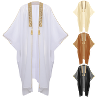 Robes longues pour hommes en mousseline de soie brodée assortie aux couleurs, style moyen-oriental, Dubaï, Turquie, musulman, célibataire