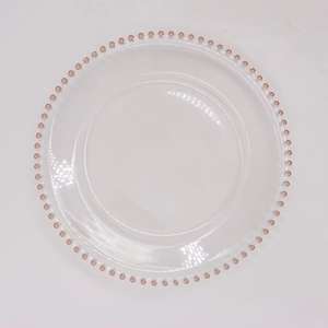 Vente en gros d'assiettes de table rondes en or clair perlé avec <span class=keywords><strong>rebord</strong></span> 13 pouces pour mariage réutilisable - Product Image 3