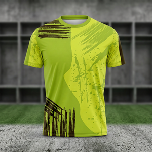Camiseta Deportiva Verde con Estampado para Hombre, Manga Corta, Secado Rápido, Cuello Redondo, Tejido de Punto, 100% Algodón, Corte Regular, 320g, Impresión Digital, Atlética - Product Image 1