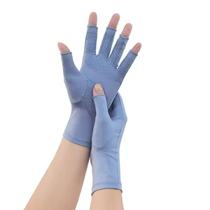 new blue copper non slip touch screen artheritis hand fingerless compression arthritis gloves