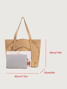 Women's Holiday Style Straw Woven <b>Bag</b> with Zipper Closure New Arrival Straw <b>Hats</b> - Product Image 2