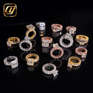 S925 <b>Silver</b> Emerald Cut Moissanite Rhodium Plated Women's <b>Eternity</b> Band Full Iced Out Stackable Wedding <b>Ring</b> with GRA - Product Image 3