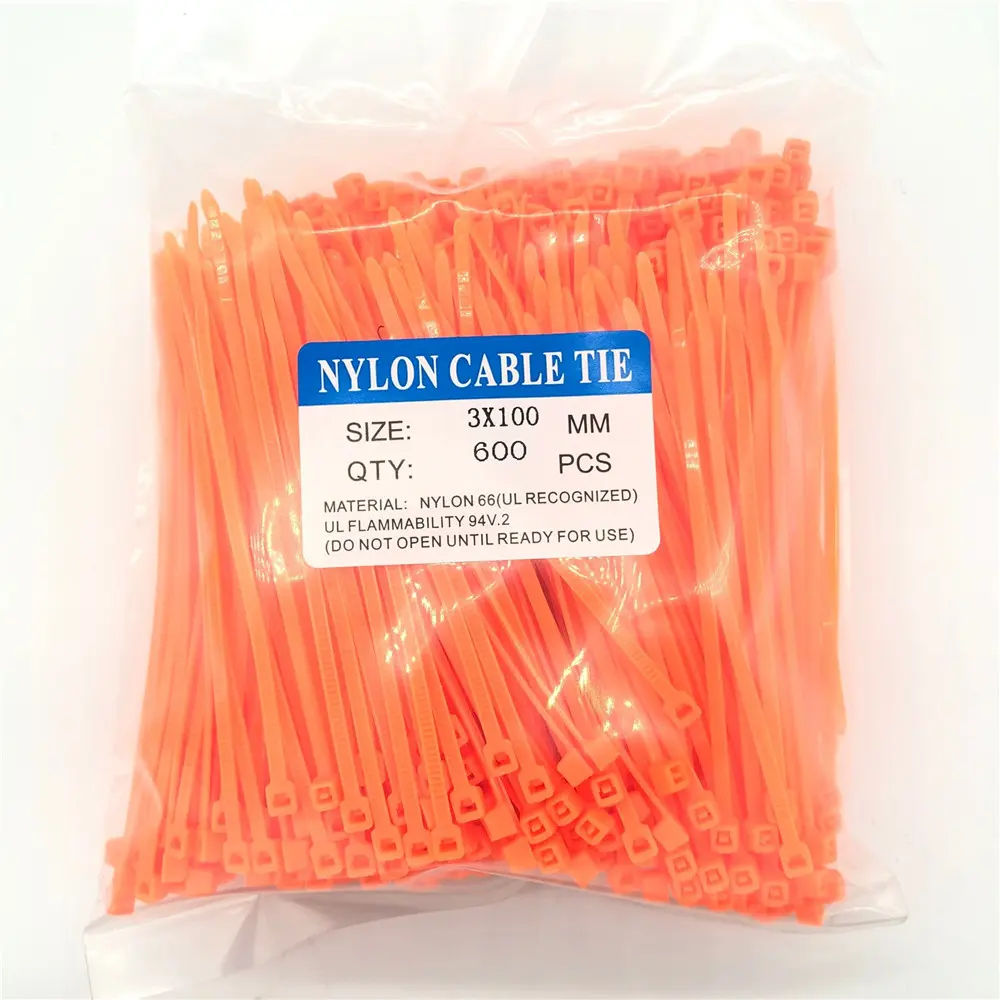 Black color tie wrap Self-locking nylon 66 cable ties Custom color 600pcs per pack quantity 2.5x100mm