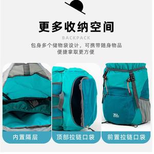 Sac à dos de randonnée pour femmes 35L, léger, pliable, sac de voyage, bretelles réglables, bleu vert, sur mesure - Product Image 5