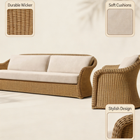Ensemble de canapés en rotin PE moderne et luxueux avec tissu résistant aux intempéries et coussins amovibles pour meubles de jardin