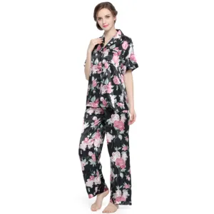 Fall Sleep Wear Lady 2 Piece Nightwear Rayon Nighty Home Clothes Silk Pyjama Designer Inspired Pajama Satin Night Suit for Women