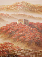 Toile décorative imperméable en relief doré style Grande Muraille, écologique, durable, imprimée, nouveau style chinois