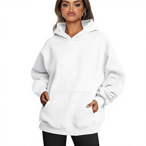 Sudadera con Capucha Blanca Extra Grande, de Algodón y Felpa, Manga Larga, con Bolsillo, Estilo Casual para Otoño - Product Image 1
